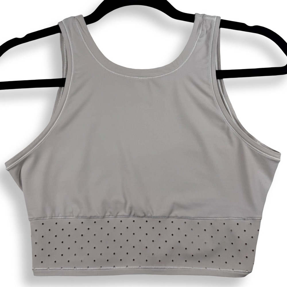 Lululemon High Neck Longline Perforated Underband Sports Bra Crop Top Gray